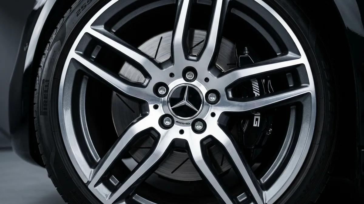 Diamond cut alloy wheel showing machined face with contrasting dark spokes